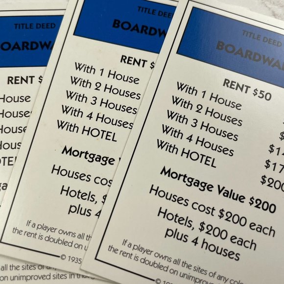 Monopoly Here Now Boardwalk Property Title Deed Card Replacement 2008 u - Picture 3 of 5